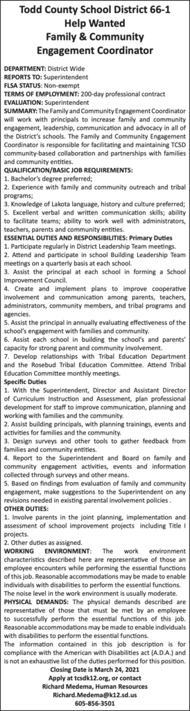 Family and Community Engagement Coordinator